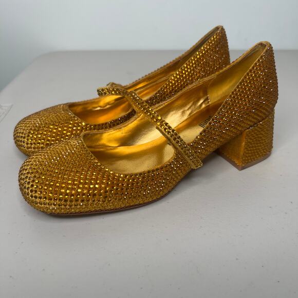 Jeffrey Campbell Gold Velvet Regal Mary Jane Pump Size 5 - Picture 6 of 9